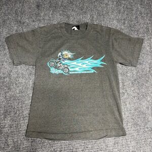Kids Medium Gray Graphic T Shirt‎ Motorcross Blazing Hot Moto Skills No Rules
